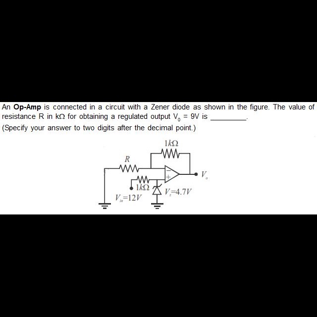 An OpAmp is connected in a circuit with a Zener diode as shown in the