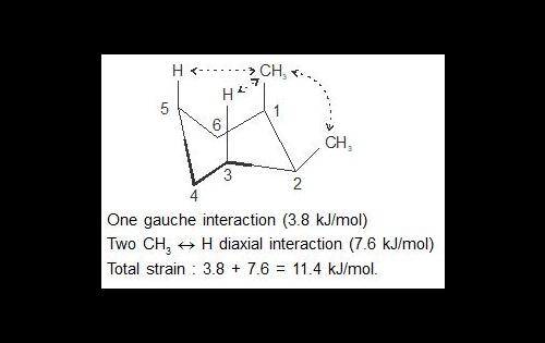 The number of gauche-butane interaction(s) in the following compound is