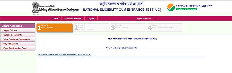 NEET Application Successful