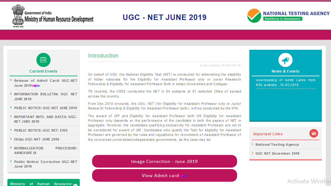 UGC NET Admit Card Download UGC NET Admit Card Download