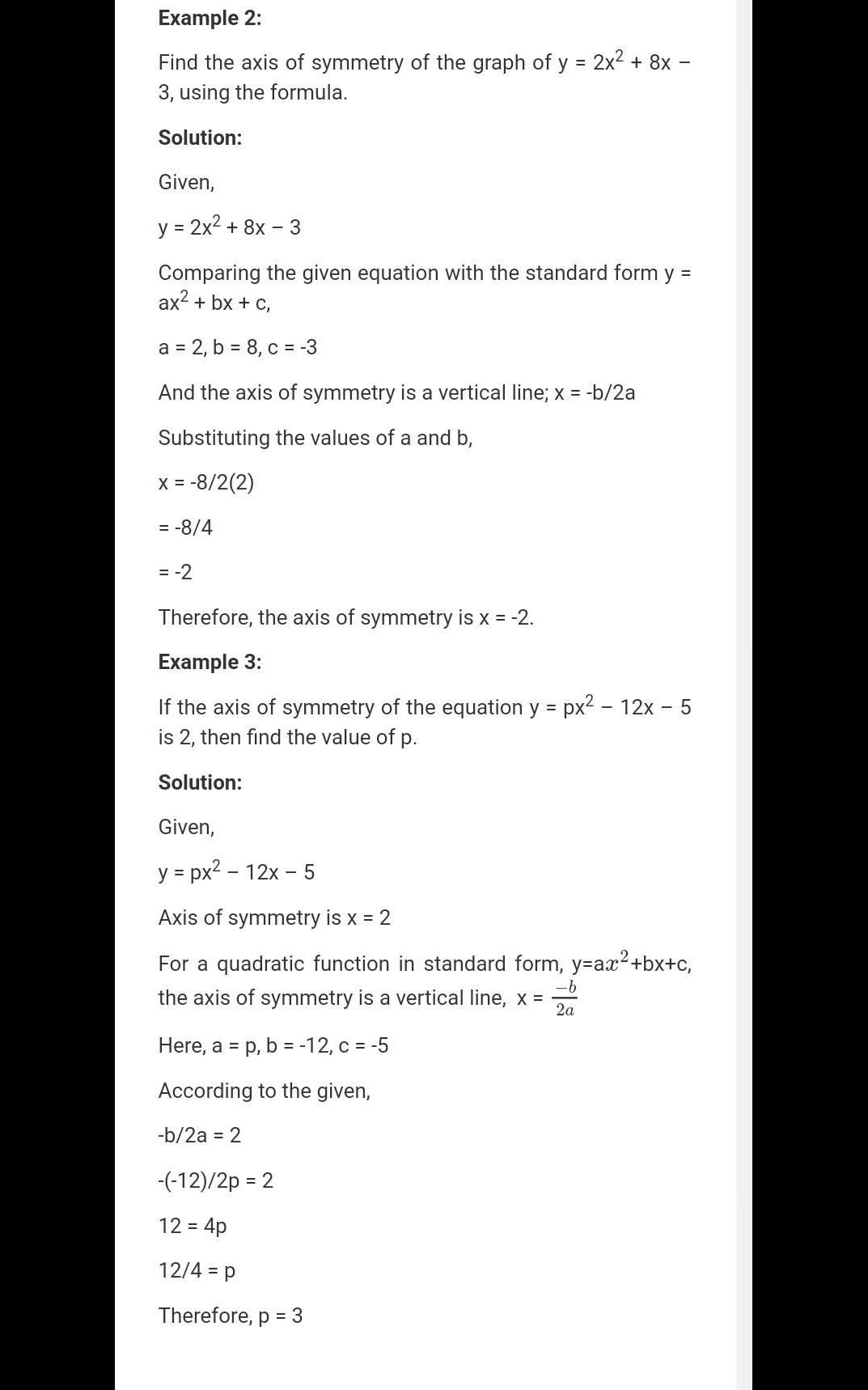 How to find axis of symmetry