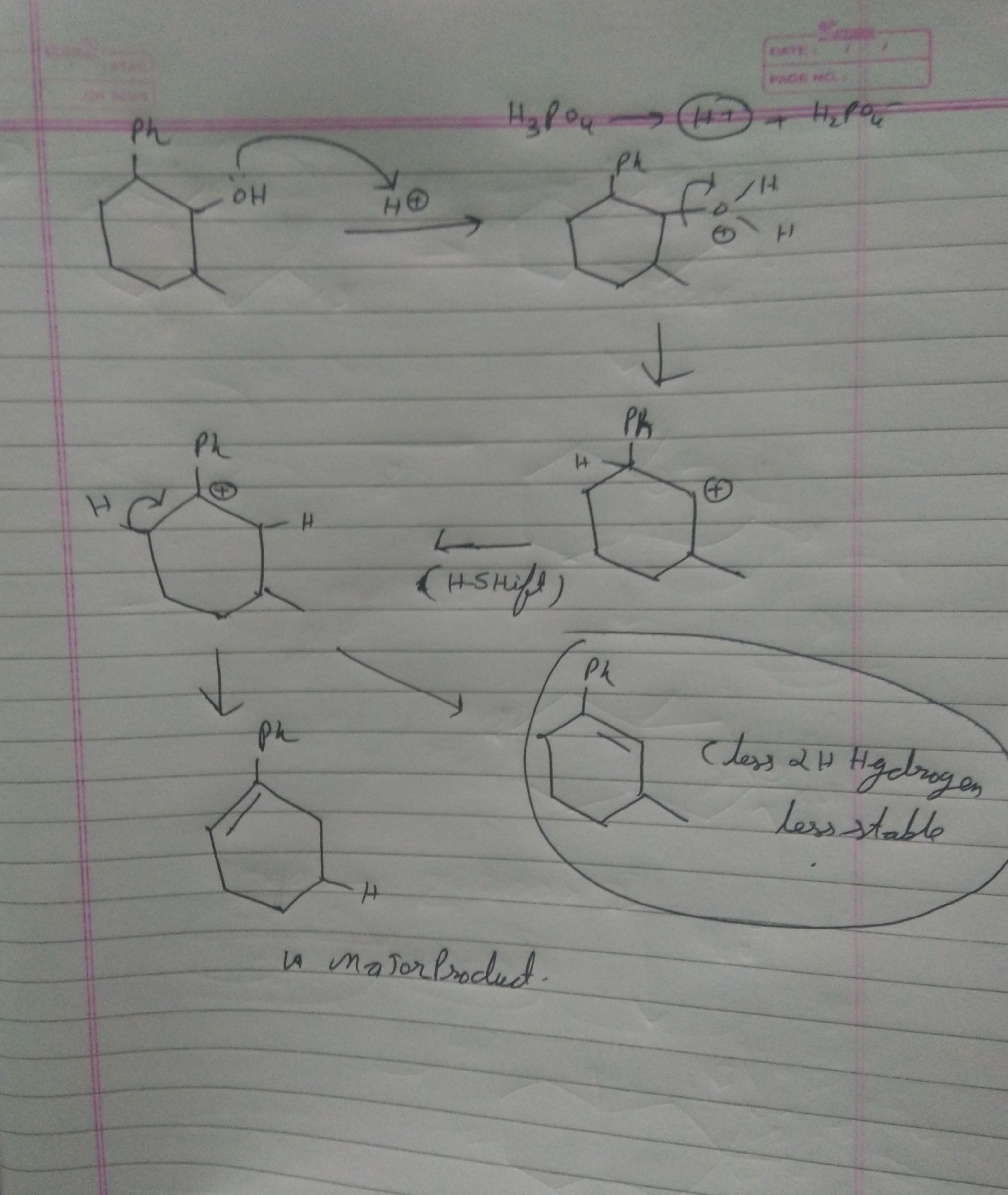 Ph Oh Hpo4 9 A Major Product Obtained By Dehydration Of Given Alcohol
