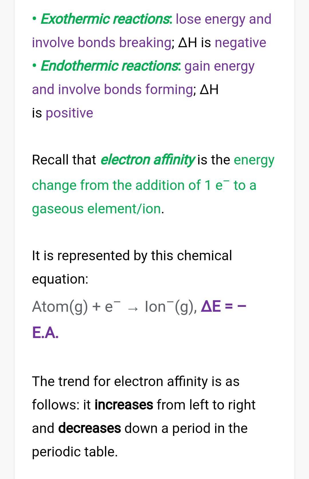 For which element is the gaining of an electron most exothermic? on oc