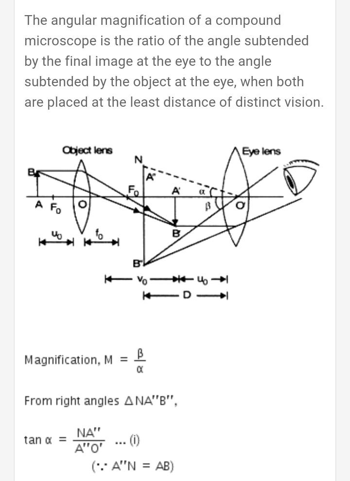 (38 in a compound microscope focal length of objective and eyepiece