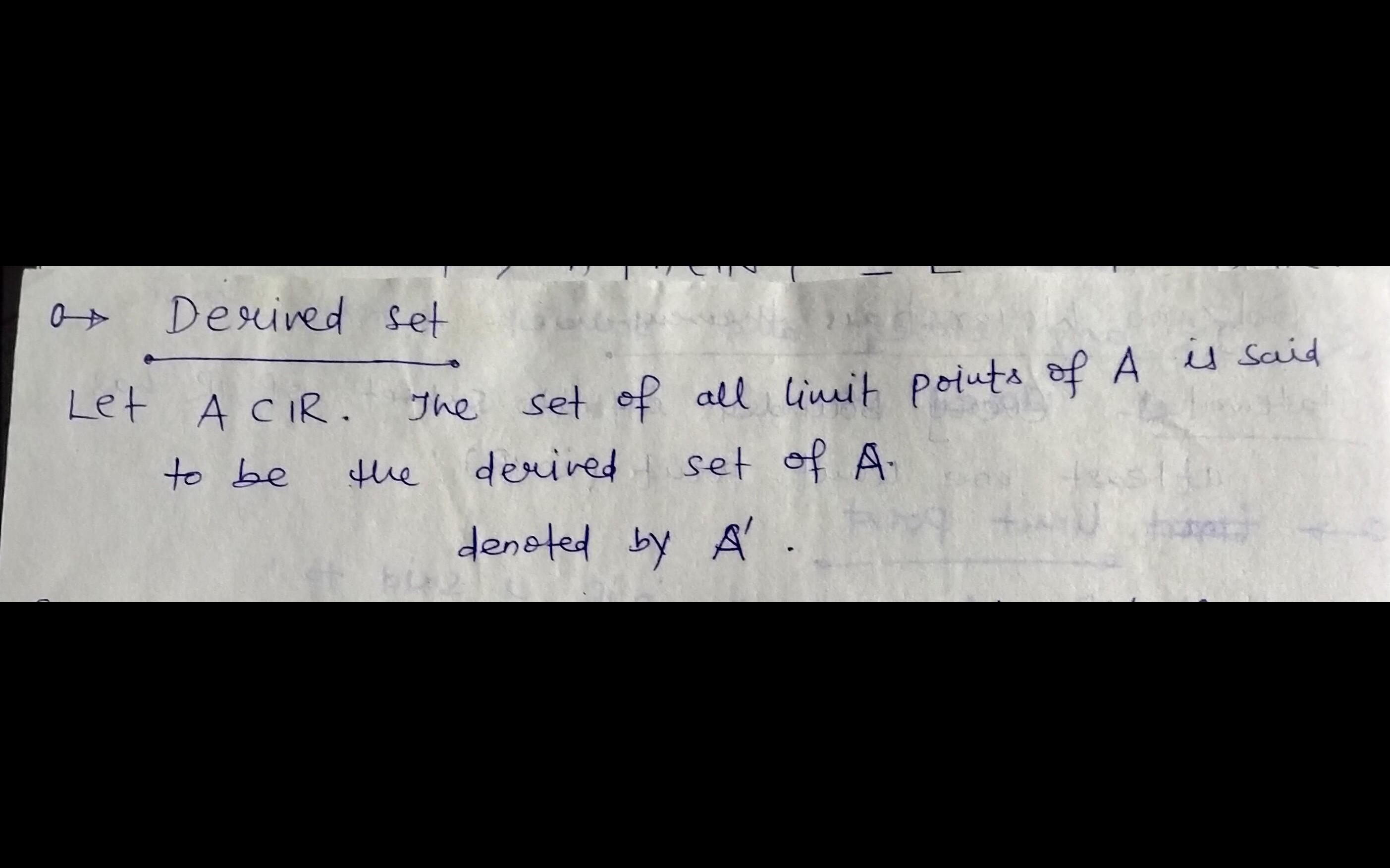 Please explain the definition of derived set with an examples.