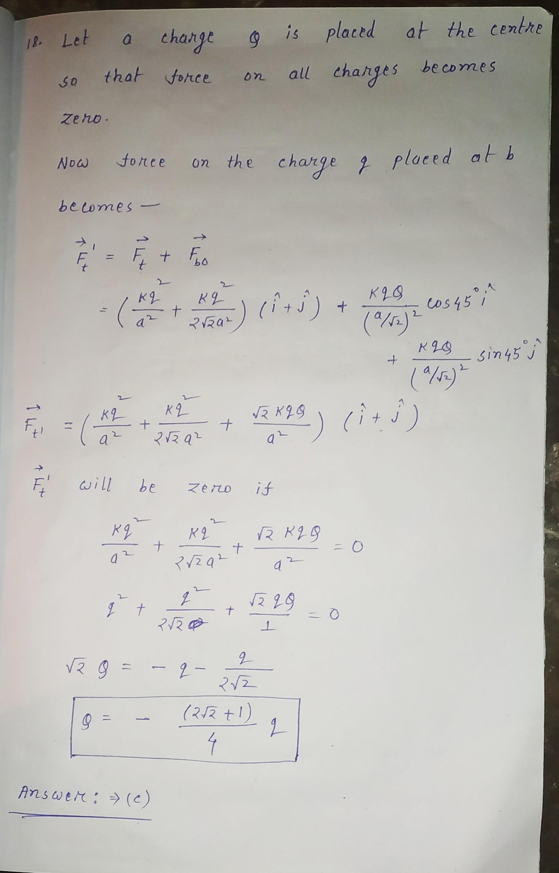 Four equal point charges q are placed at the corners of a square of ...