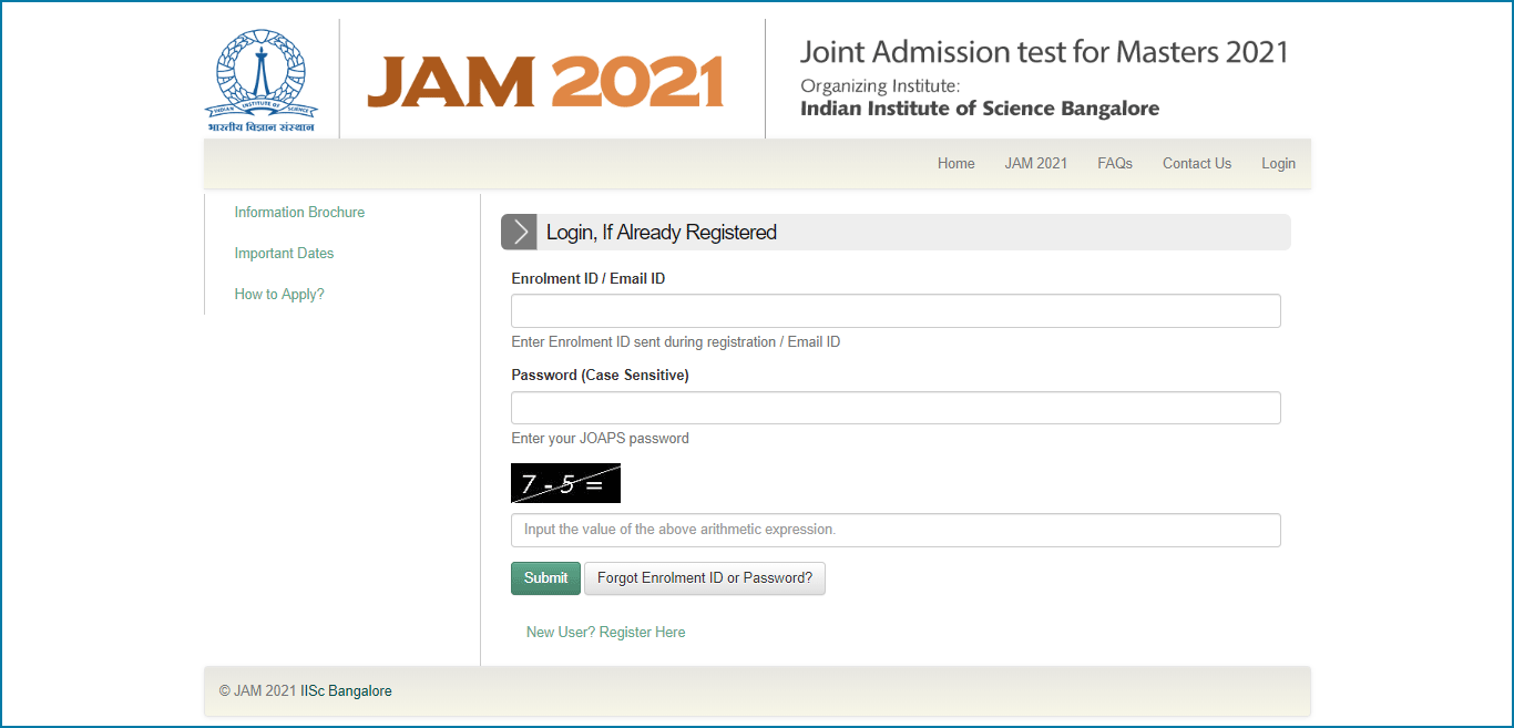 IIT JAM Application Form 2021 Check the Registration Process