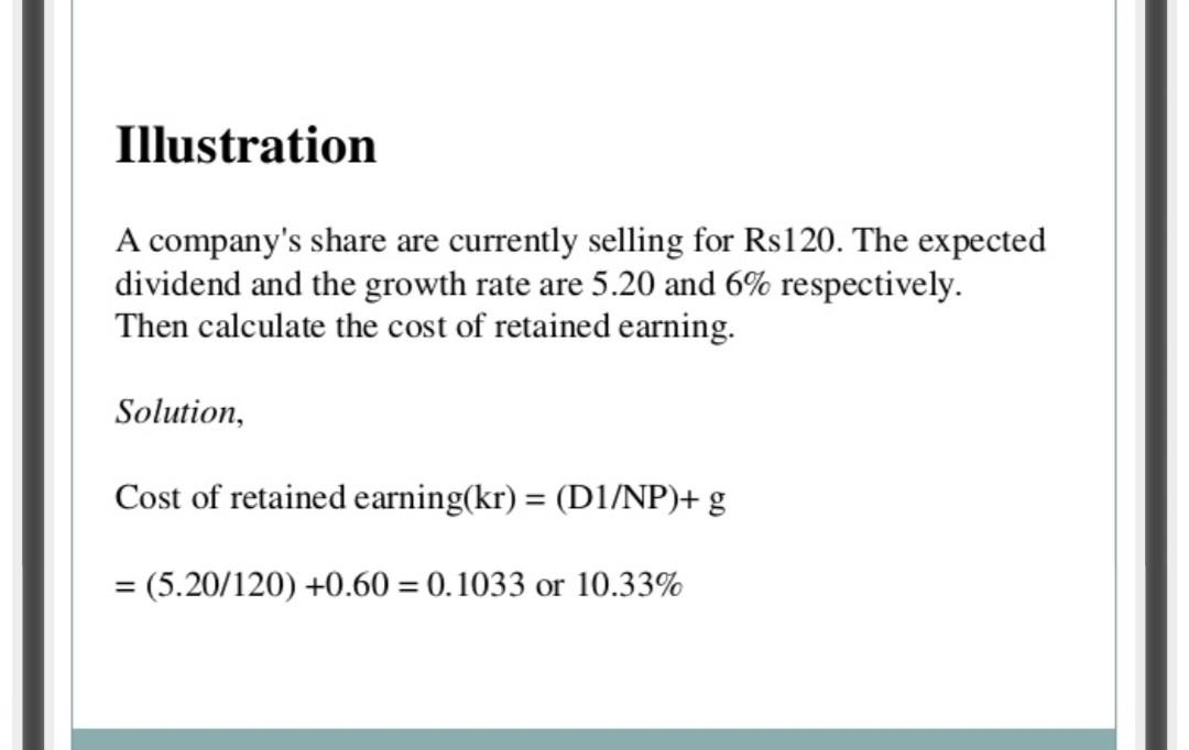 What is the formula for finding cost of retained earnings