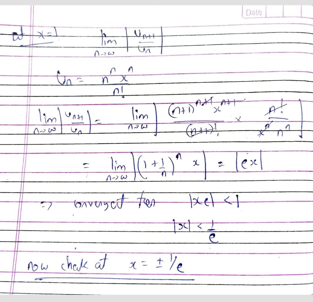 Series of real numbers : test for convergence