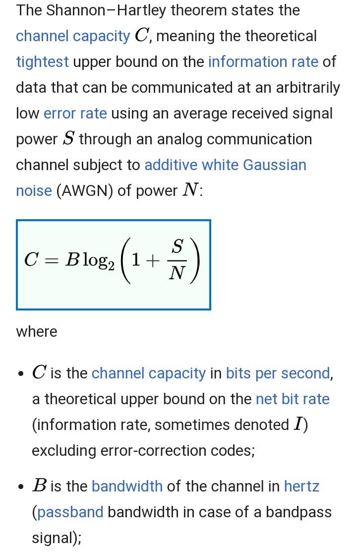 State and explain shannonhartley theorem.explain signal to noise ratio