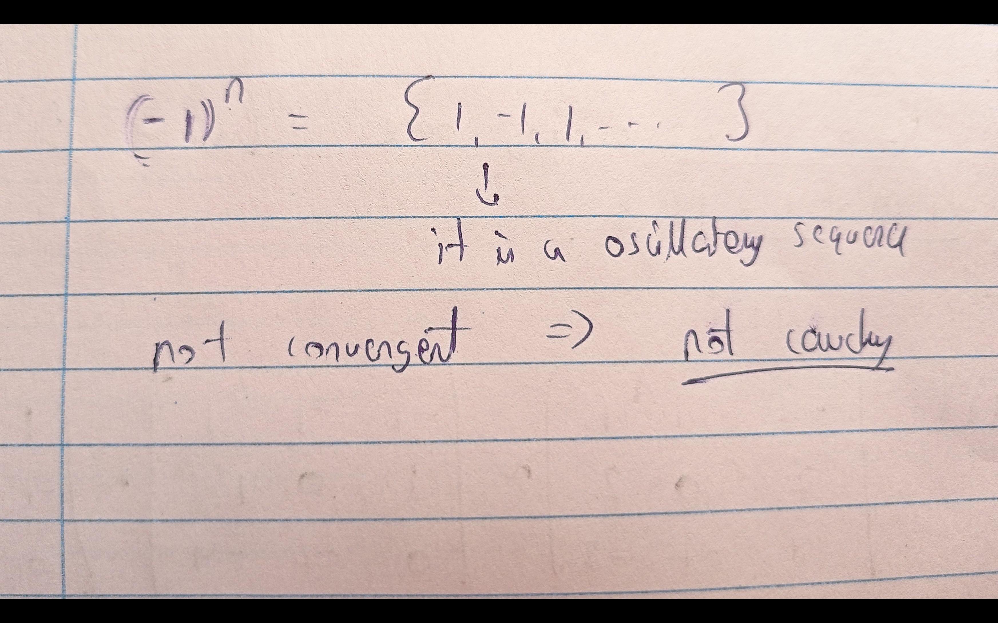  1 n is not a cauchy sequence how 