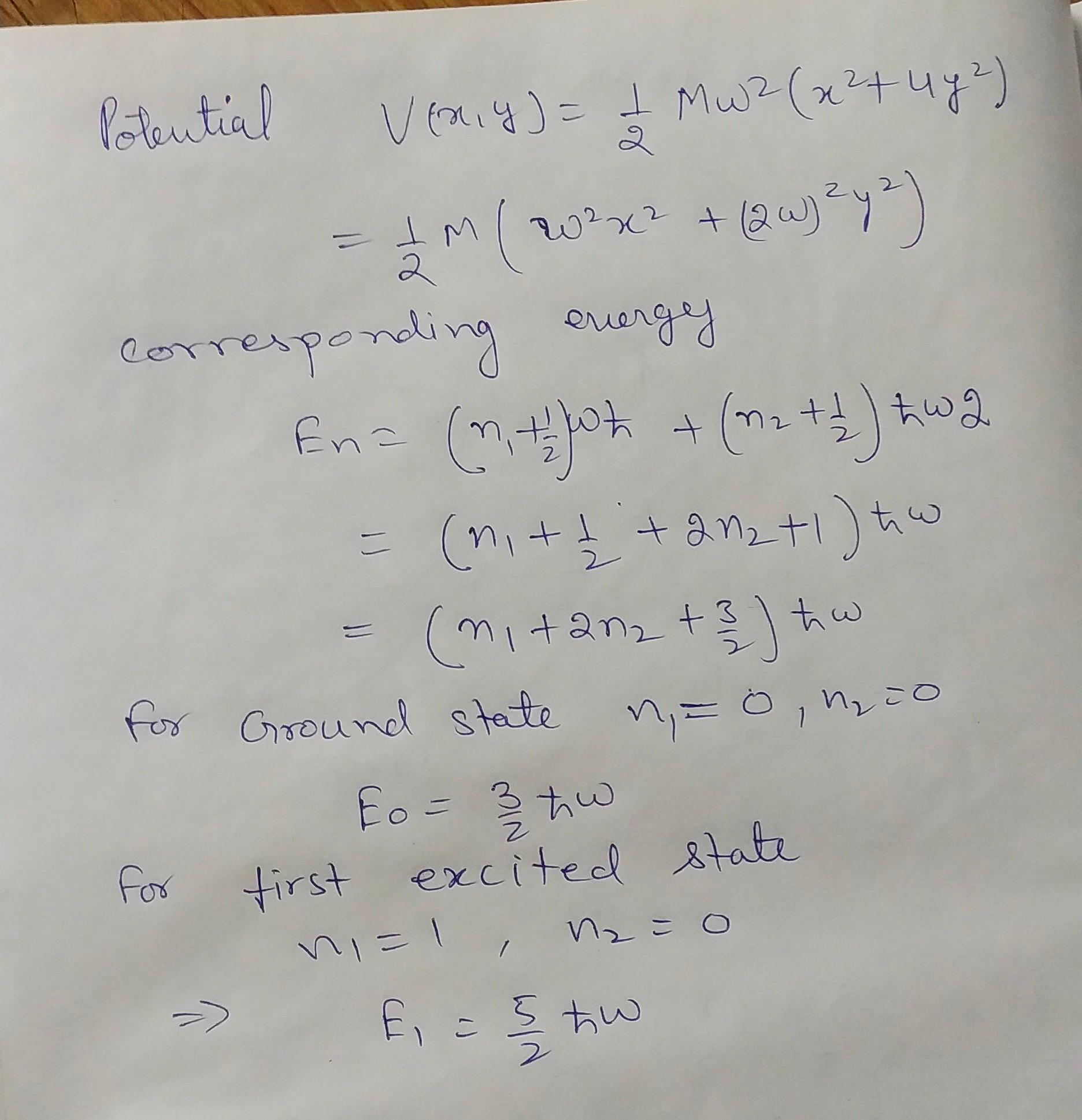 36. the first excited state of a two dimensional harmonic oscillator