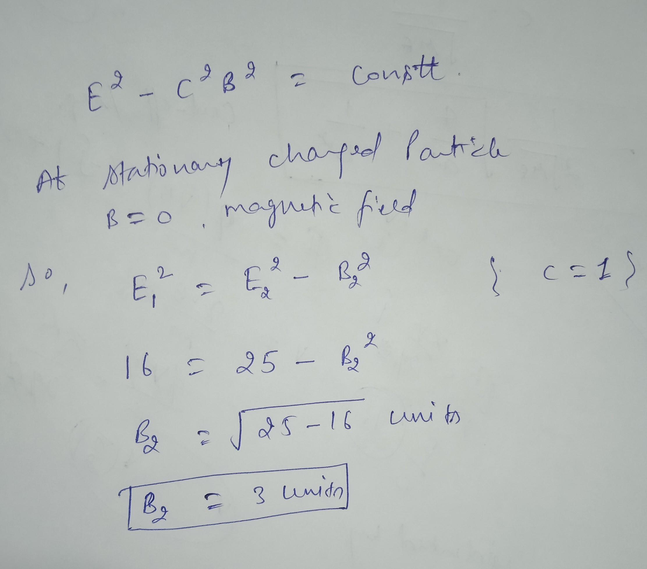 16. if an observer measures an uniform electric field of 4 units (cgs