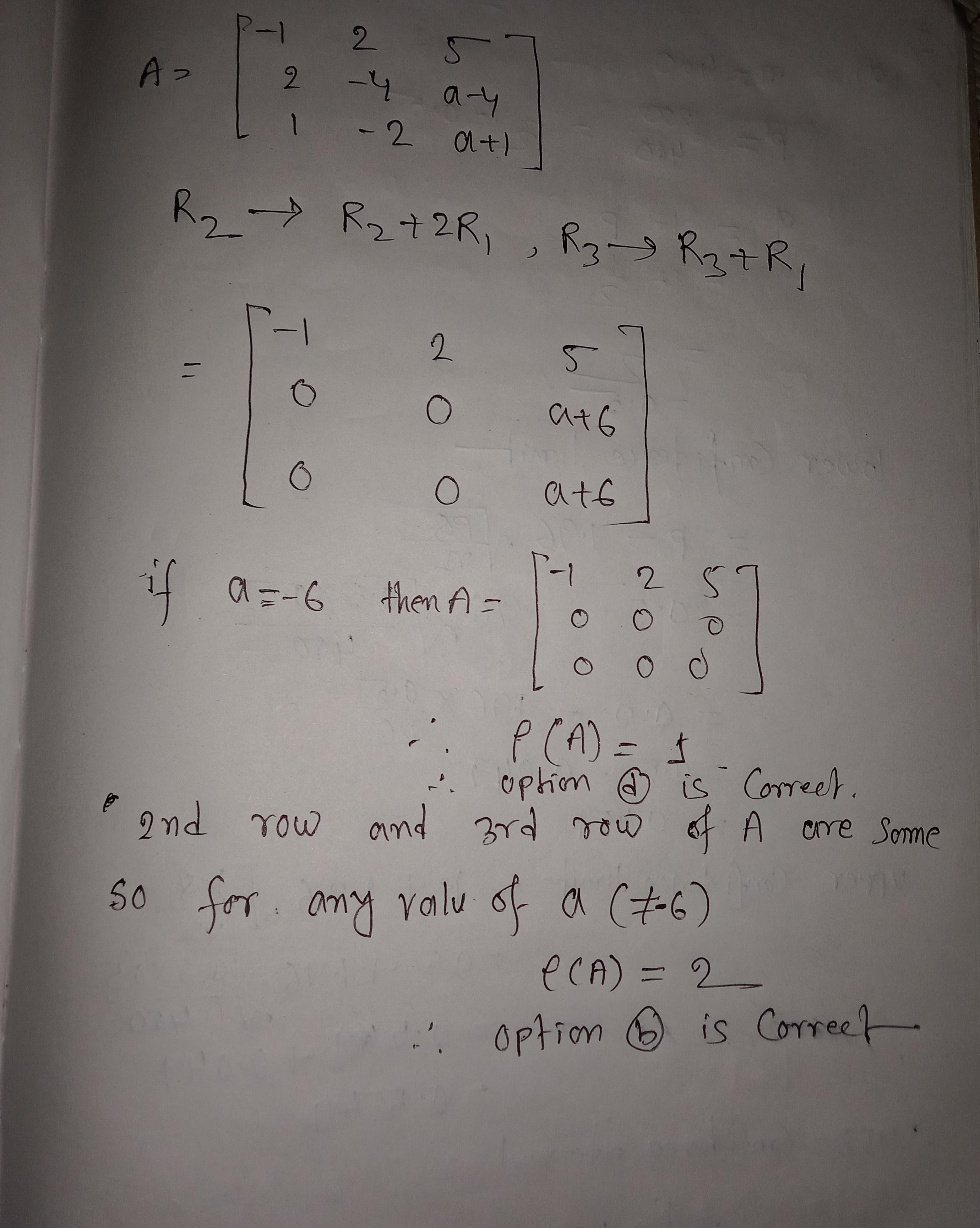 -2 5 35. the rank of the matrix| 2 4 a-4, is (a) 2, ifa =-6 (c) 1, ifa ...