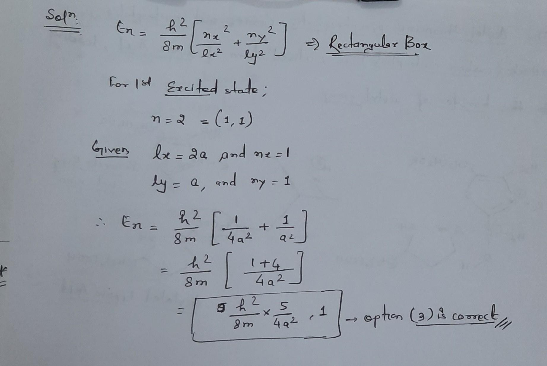 For a particle of mass m confined in a rectangular box with sides 2a ...