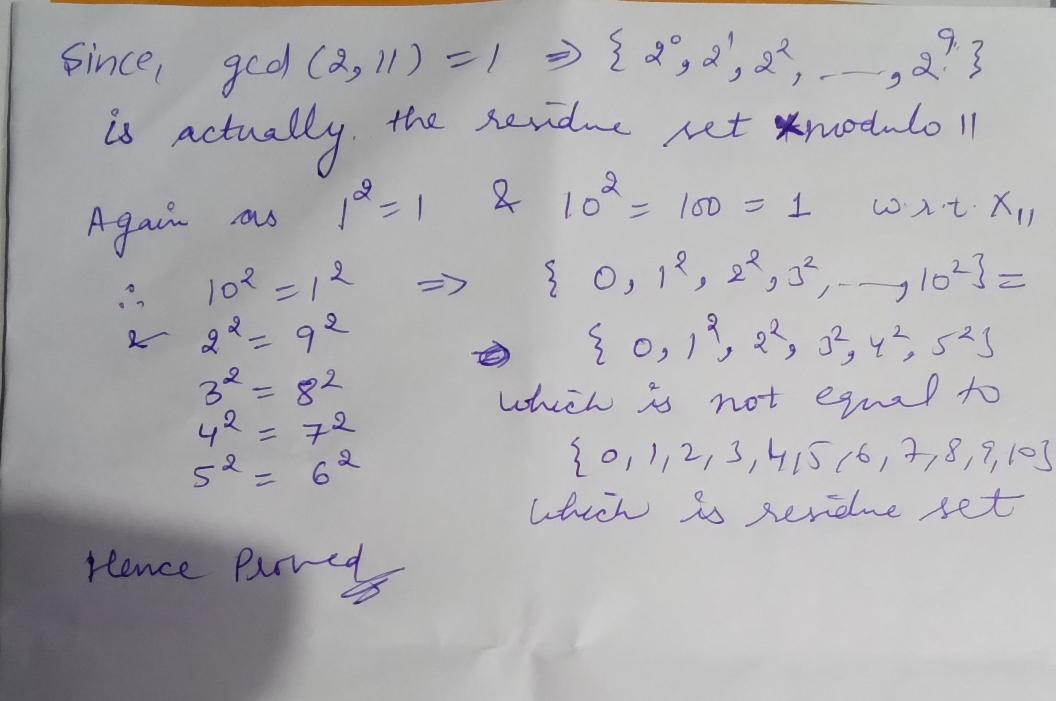 1. verity that 0, 1, 2, 2,2,...,2 form a complete set of residues