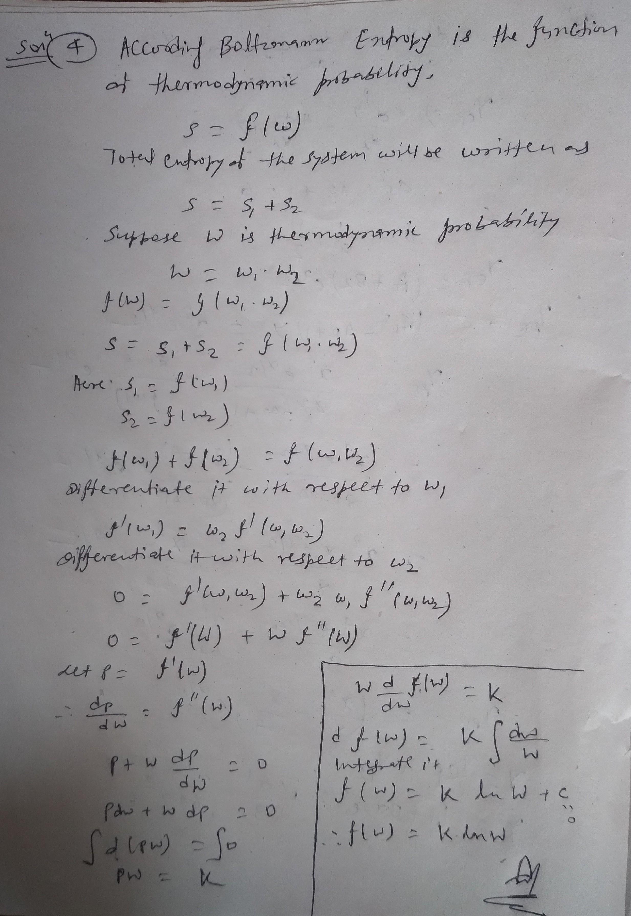 4. derive boltzmann entropy relation. what do you mearn by grand ...