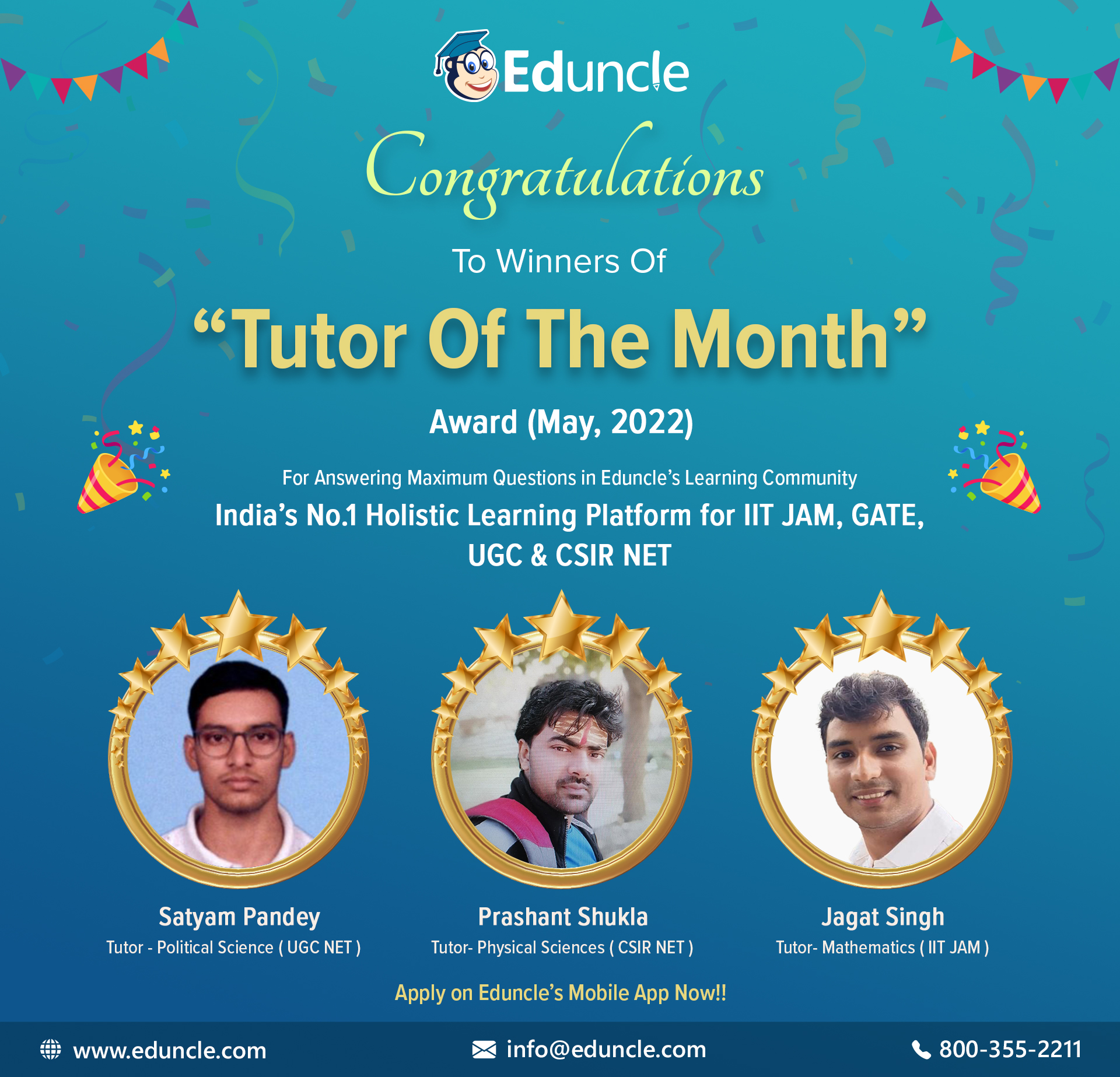 Eduncle’s Tutor of The Month Award –May 2022