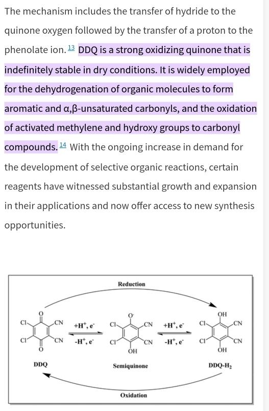 Ddq is used as a) dehydrating agent b) dehydrogenating agent c